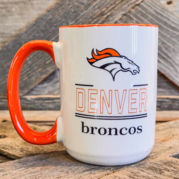 Pair of NFL Licensed Denver Broncos Two-Toned Sublimated Coffee Mugs, 15oz - Picture 4 of 10